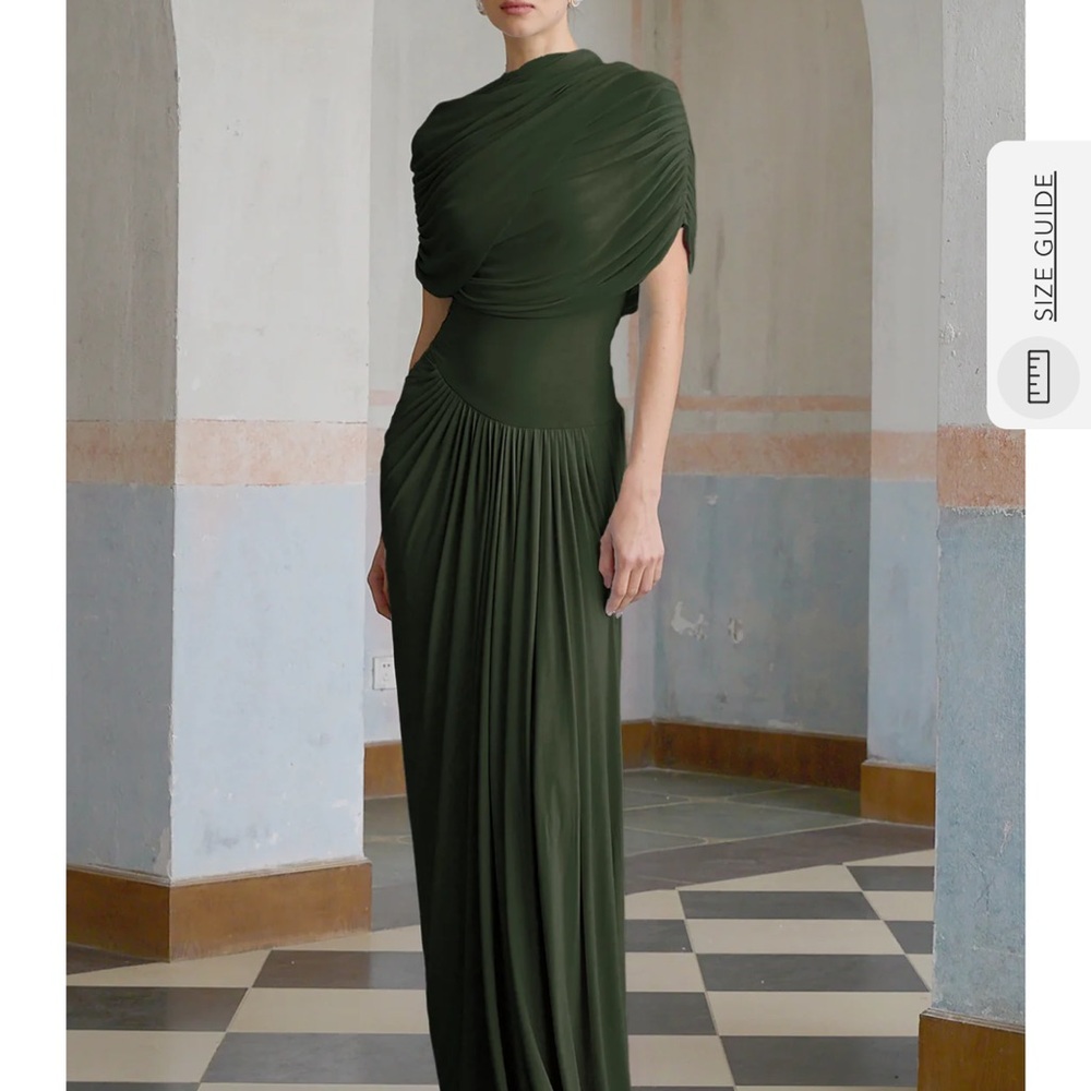 Elegant Asymmetrical Olive Green Evening Dress